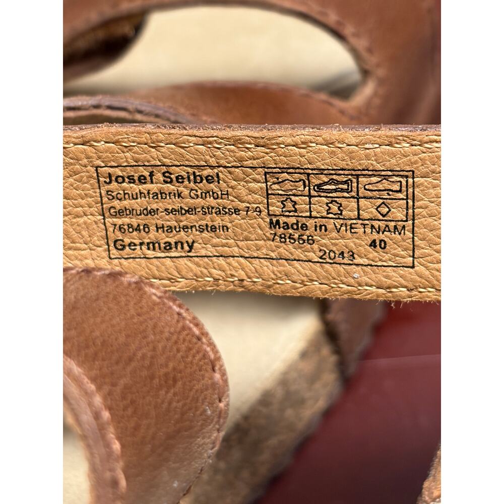 Josef Seibel Brown Leather Comfort Sandals Strappy Adjustable Size 40 - Picture 8 of 9